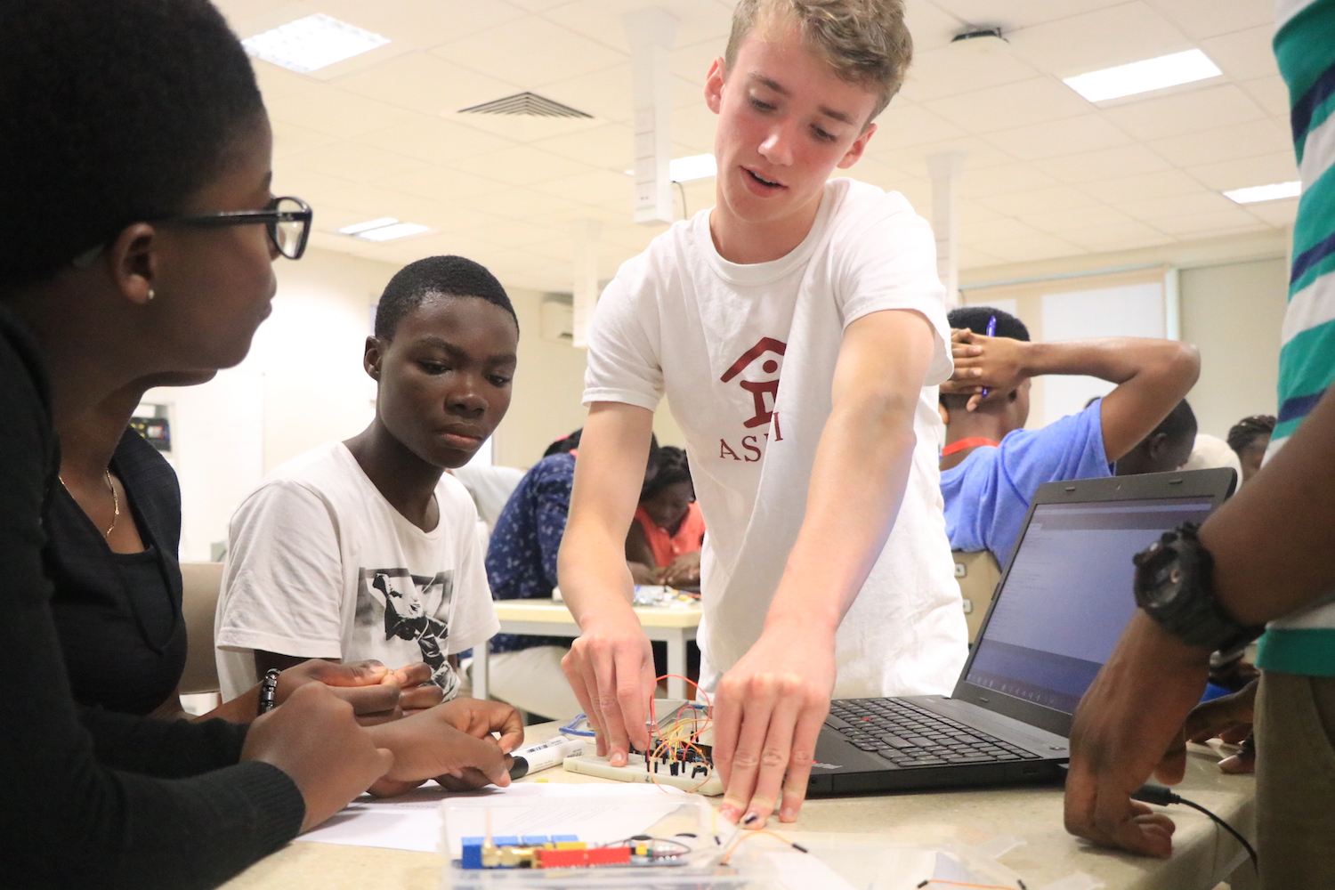 Early on during an engineering session. Each coach (my job) was responsible for teaching a small group of students in the session the necessary principles and concepts.